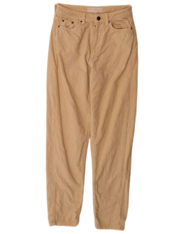 Topshop Damen Mom-Hose aus Cord mit hoher Taille, schmal zulaufend, W26, L28, Beige