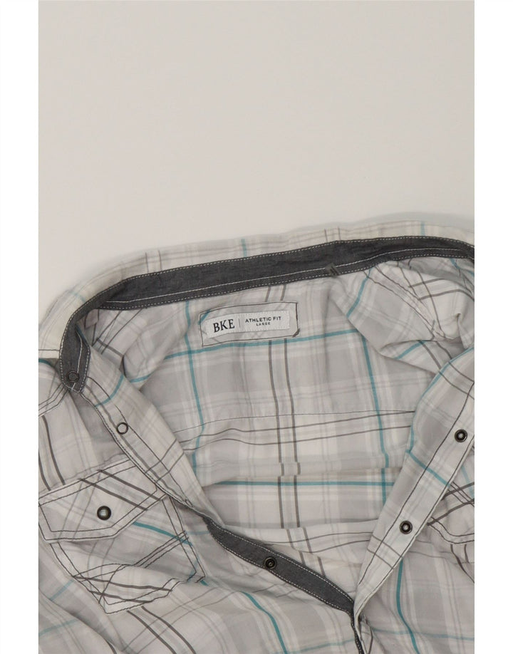 BKE Mens Athletic Fit  Shirt Large Grey Check Cotton Vintage BKE and Second-Hand BKE from Messina Hembry 