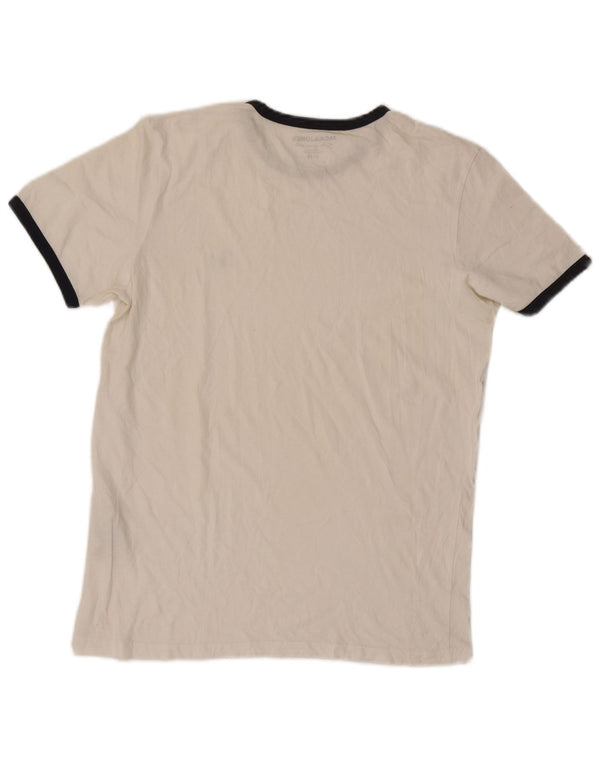 Jack & Jones Mens T-Shirt Top Medium White Striped Cotton