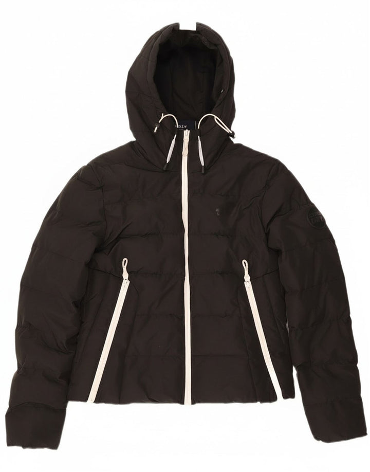 Superdry Womens Oversized Crop Hooded Padded Jacket UK 8 Small Black