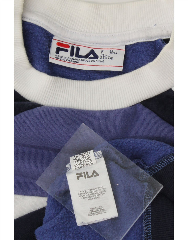 FILA Womens Graphic Sweatshirt Jumper UK 16 Large Multicoloured Vintage Fila and Second-Hand Fila from Messina Hembry 