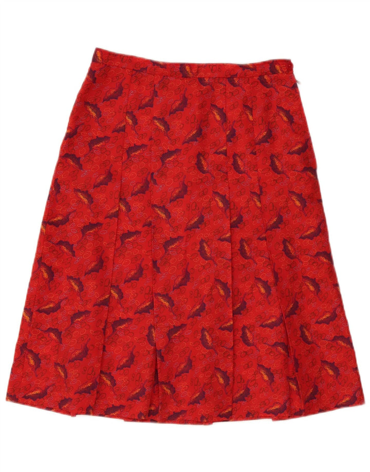 Gonna a pieghe vintage da donna con motivo astratto W28 rosso medio