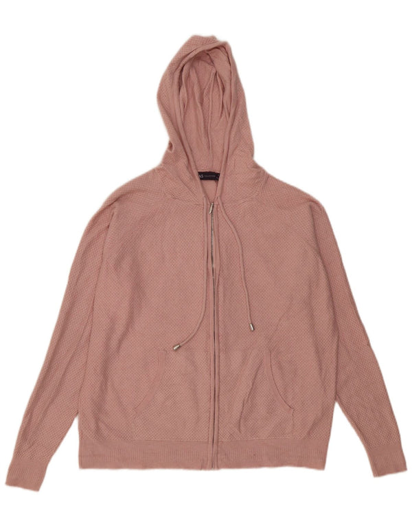 Marks & Spencer Damen-Kapuzenpullover mit Reißverschluss, UK 14, mittelrosa Viskose
