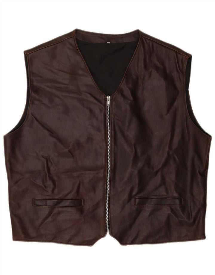 Vintage Mens Waistcoat XL Brown
