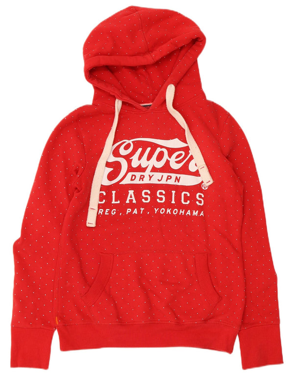 Superdry Pull à capuche graphique pour femme UK 12 Coton à pois rouge moyen