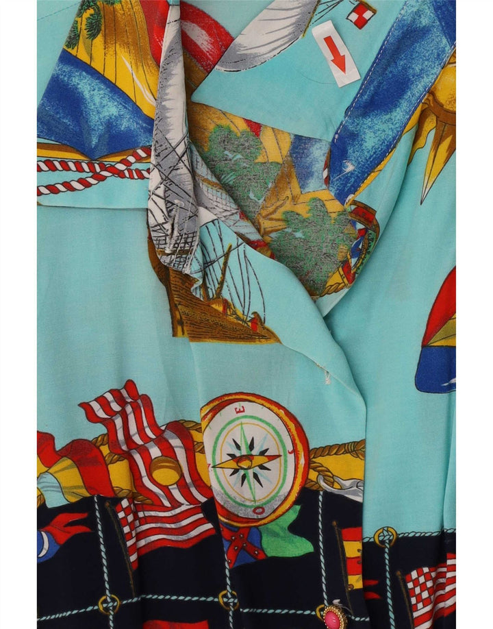 vintage Womens Abstract Pattern Shirt UK 14 Moyen Multicolore Géométrique