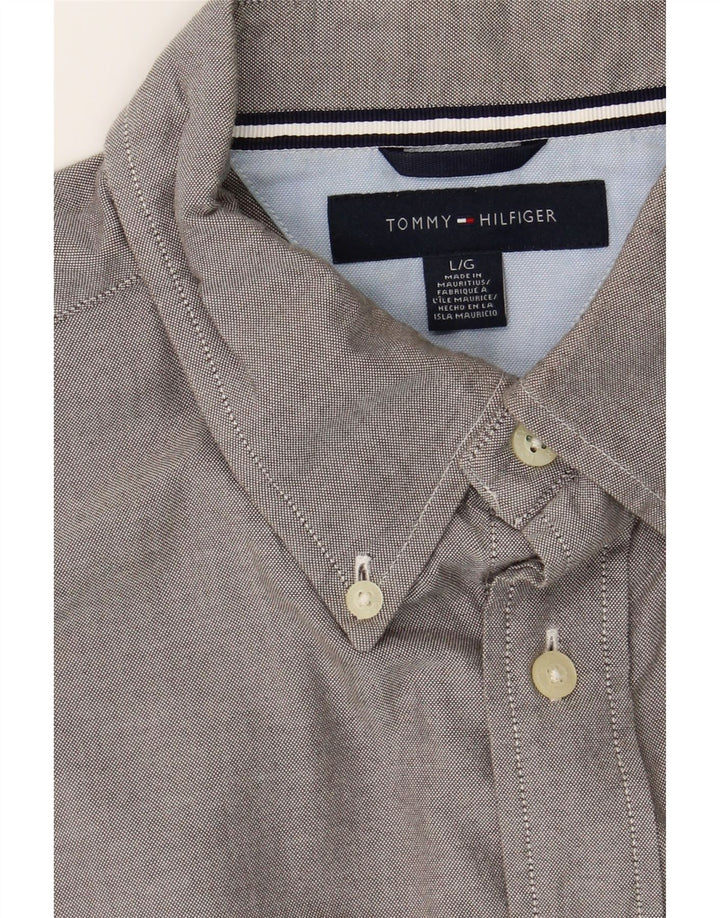 TOMMY HILFIGER Mens Shirt Large Grey Cotton Vintage Tommy Hilfiger and Second-Hand Tommy Hilfiger from Messina Hembry 