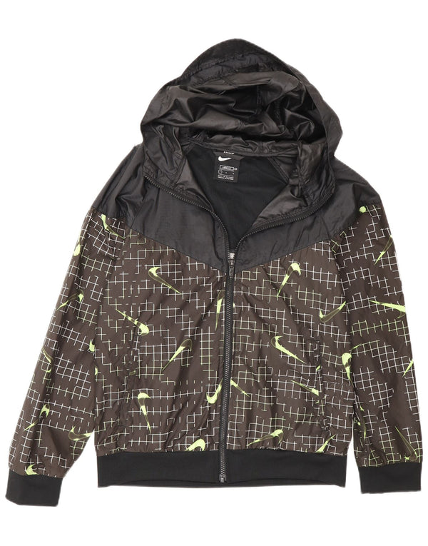 Nike Jungen-Kapuzenpullover mit grafischem Reißverschluss, 12–13 Jahre, groß, schwarz, geometrisch