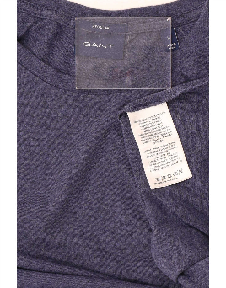 Gant Mens Regular T-Shirt Top Large Navy Blue Flecked Cotton