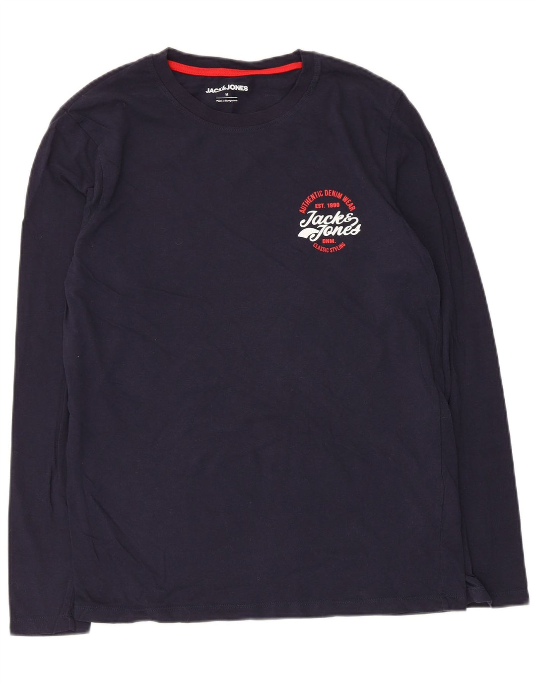 Jack & Jones Top da uomo a maniche lunghe in cotone blu navy medio