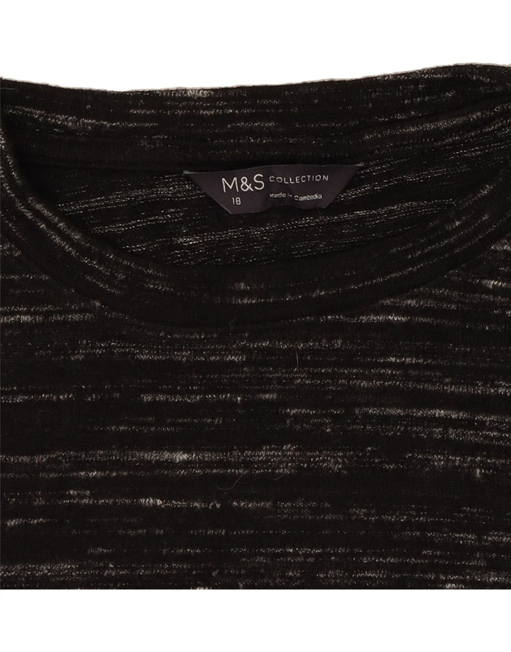 MARKS & SPENCER Womens Top Long Sleeve UK 18 XL Black Flecked Polyester Vintage Marks & Spencer and Second-Hand Marks & Spencer from Messina Hembry 