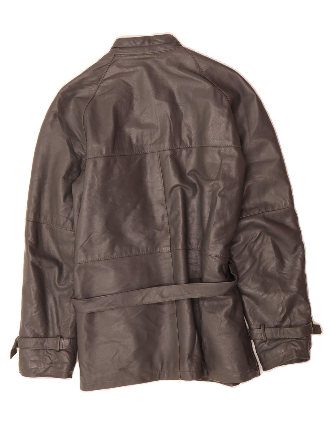VINTAGE Womens Oversized Leather Jacket IT 44 Medium Grey Leather Vintage Vintage and Second-Hand Vintage from Messina Hembry 