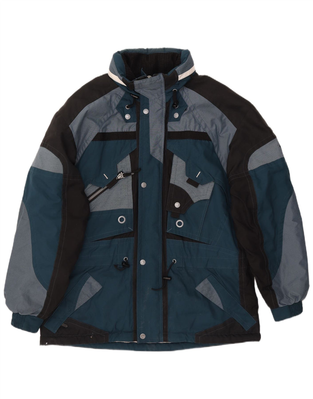 C&A Mens Zip Windbreaker Jacket UK 44 2XL Blue Colourblock Polyester Winter