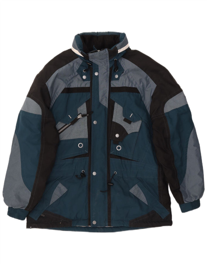 C&A Mens Zip Windbreaker Jacket UK 44 2XL Blue Colourblock Polyester Winter