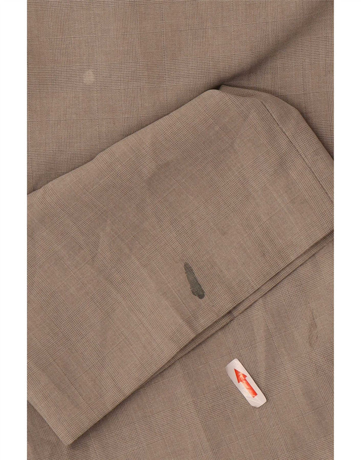 Calça masculina de terno reto Marks & Spencer W38 L33 poliéster bege
