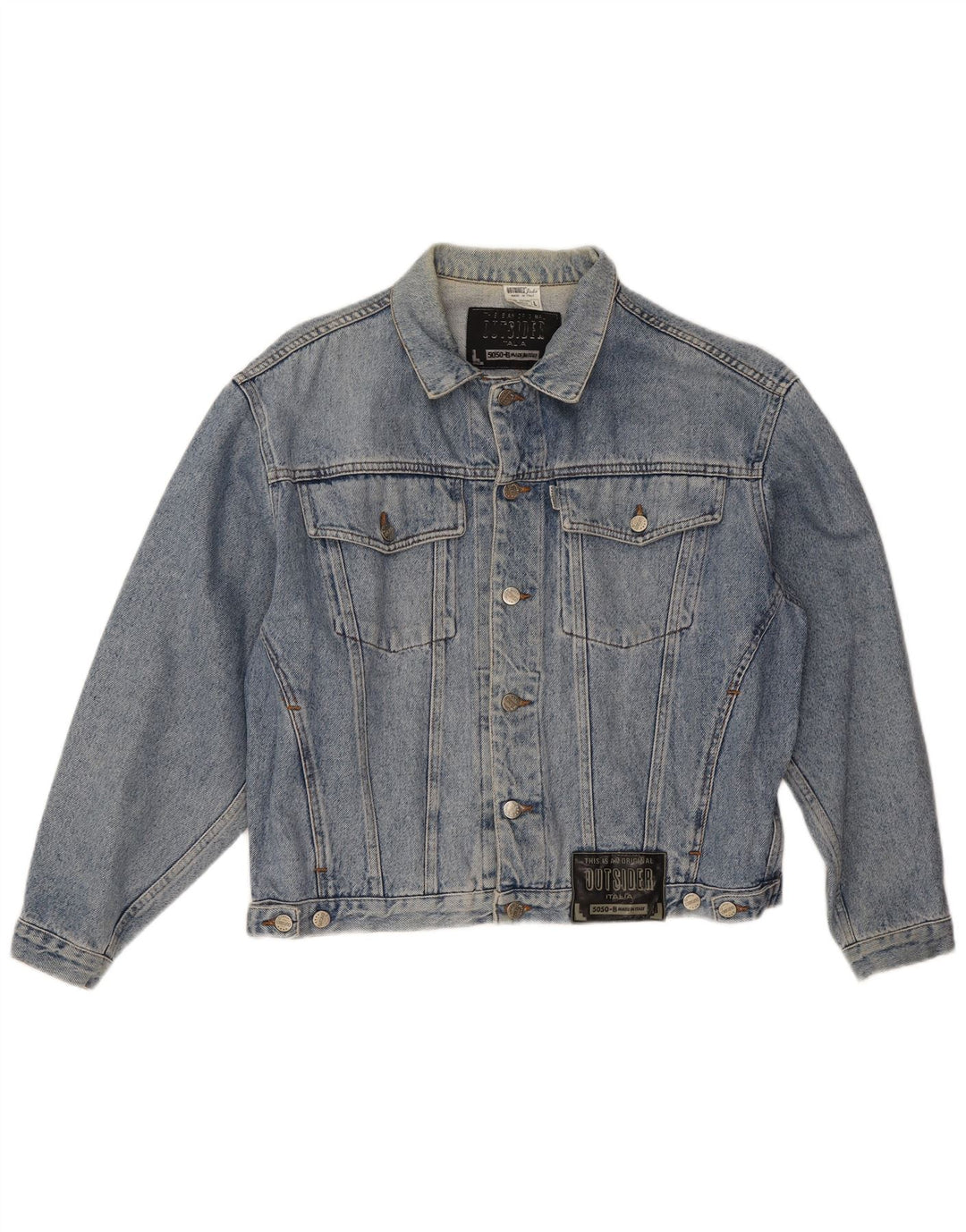Outsider Mens Denim Jacket UK 40 Large Blue Cotton