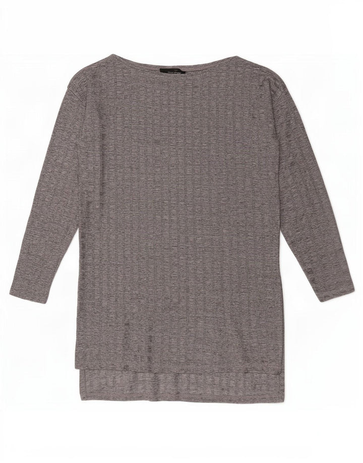 Zara Womens Long Sleeve Tunic Top UK 10 Small Grey Check