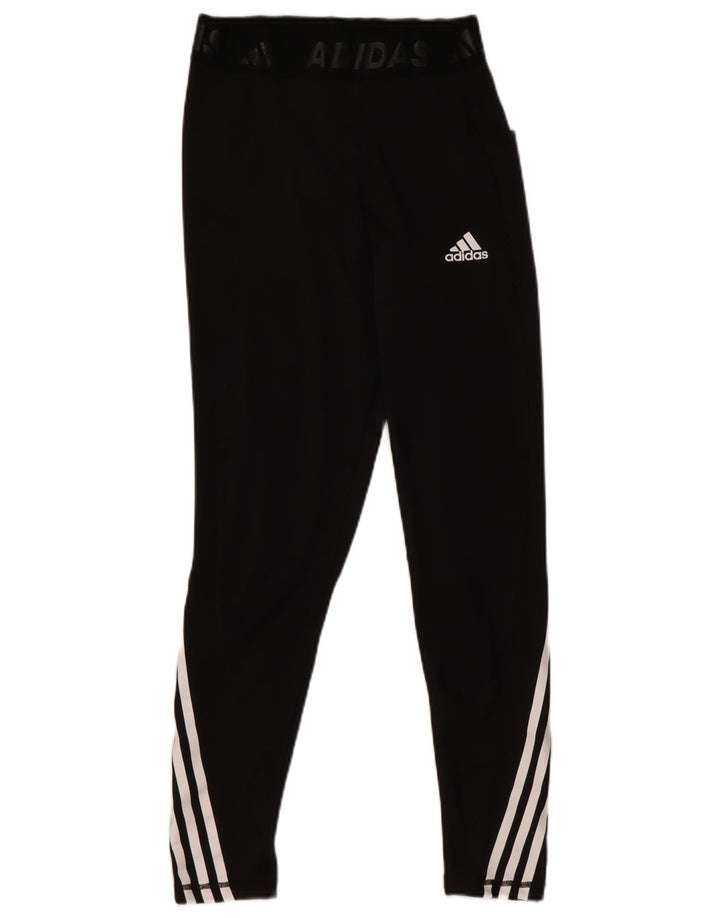 ADIDAS Womens Tech Fit Graphic Leggings UK 8/10 Small  Black Polyester