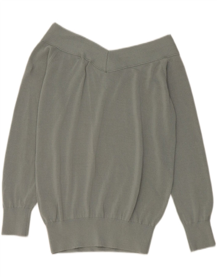 Reiss Womens Off Shoulder Jumper UK 14 Medium Green Viscose