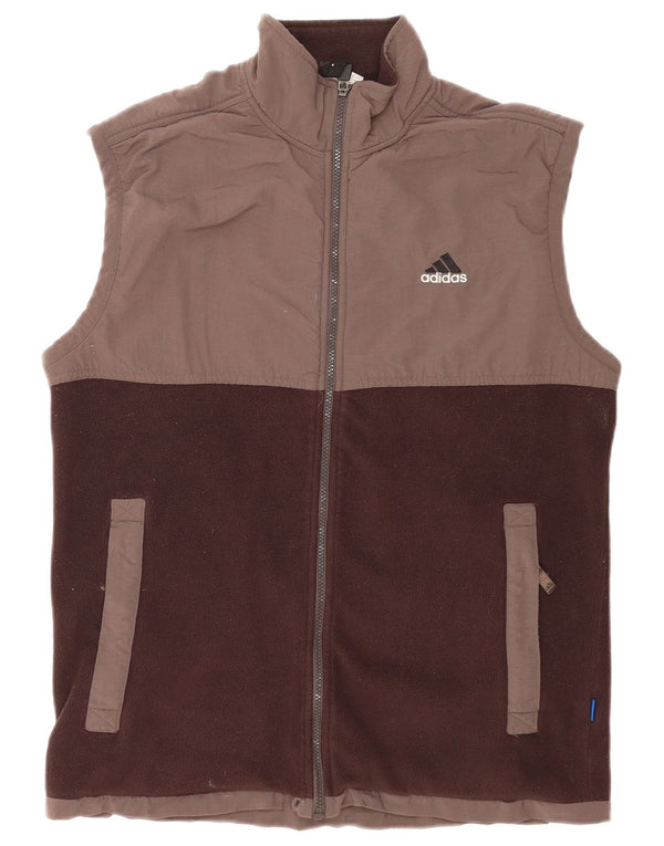 Adidas Mens Fleece Gilet UK 42/44 Large Brown Colourblock Polyester