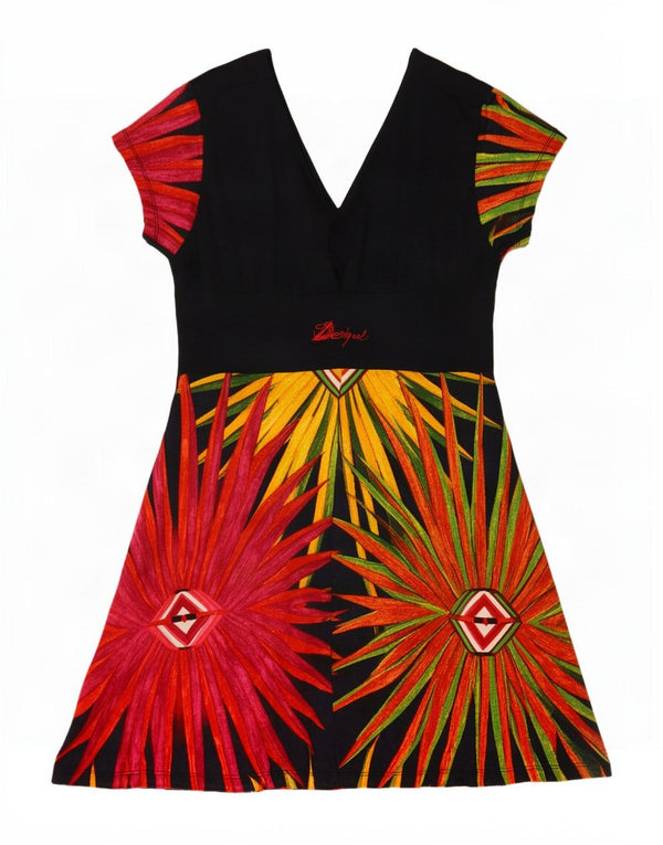 Desigual Robe trapèze graphique pour femme UK 20 2XL Coton floral noir