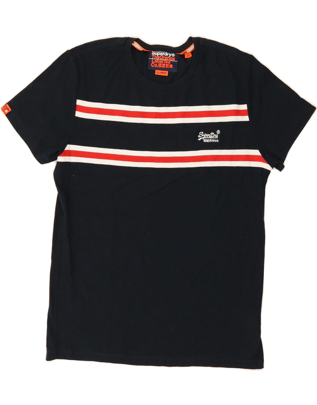 SUPERDRY Mens T-Shirt Top Medium Black Striped Cotton Vintage Superdry and Second-Hand Superdry from Messina Hembry 