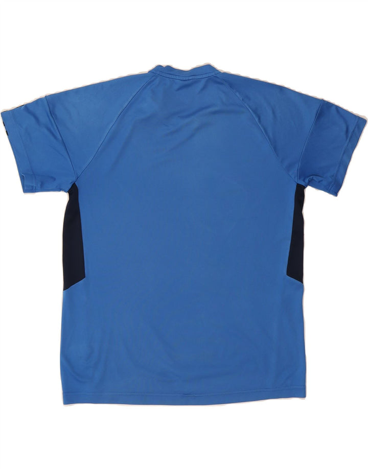 ADIDAS Mens T-Shirt Top Large Blue Colourblock Polyester Vintage Adidas and Second-Hand Adidas from Messina Hembry 