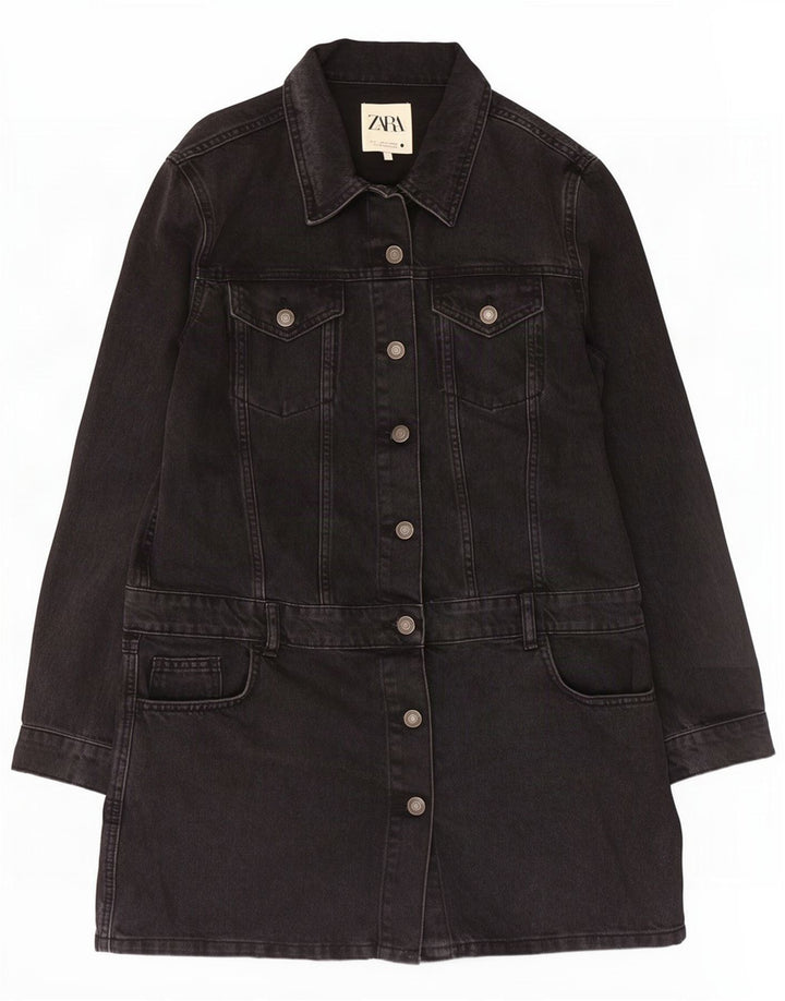 Cappotto in denim da donna Zara UK 14 grande cotone nero