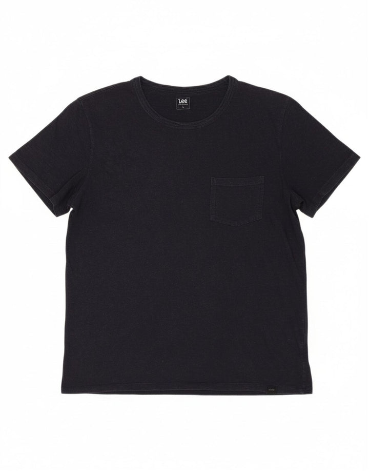 LEE Mens T-Shirt Top Large Navy Blue Cotton