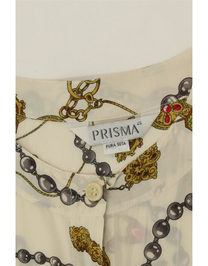 PRISMA Womens Abstract Pattern Shirt Blouse IT 46 Large Off White Vintage Prisma and Second-Hand Prisma from Messina Hembry 