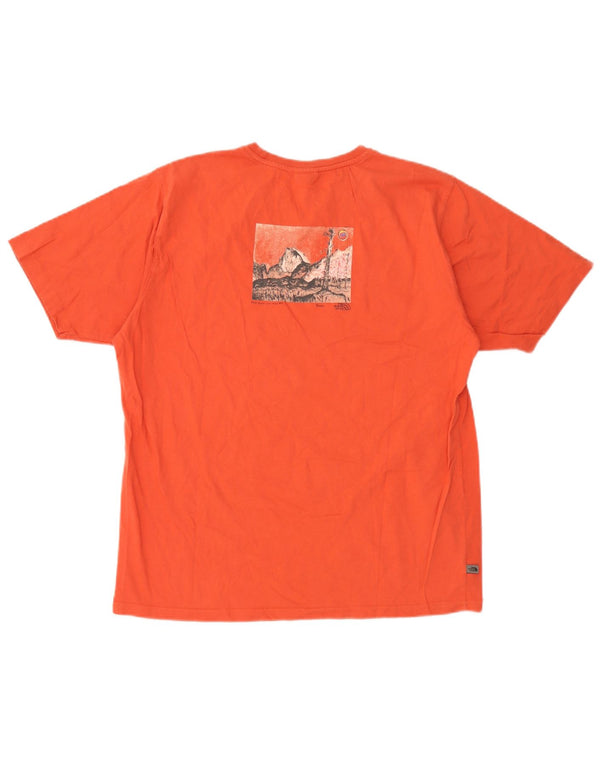 The North Face Mens Graphic T-Shirt Top Large Orange Cotton