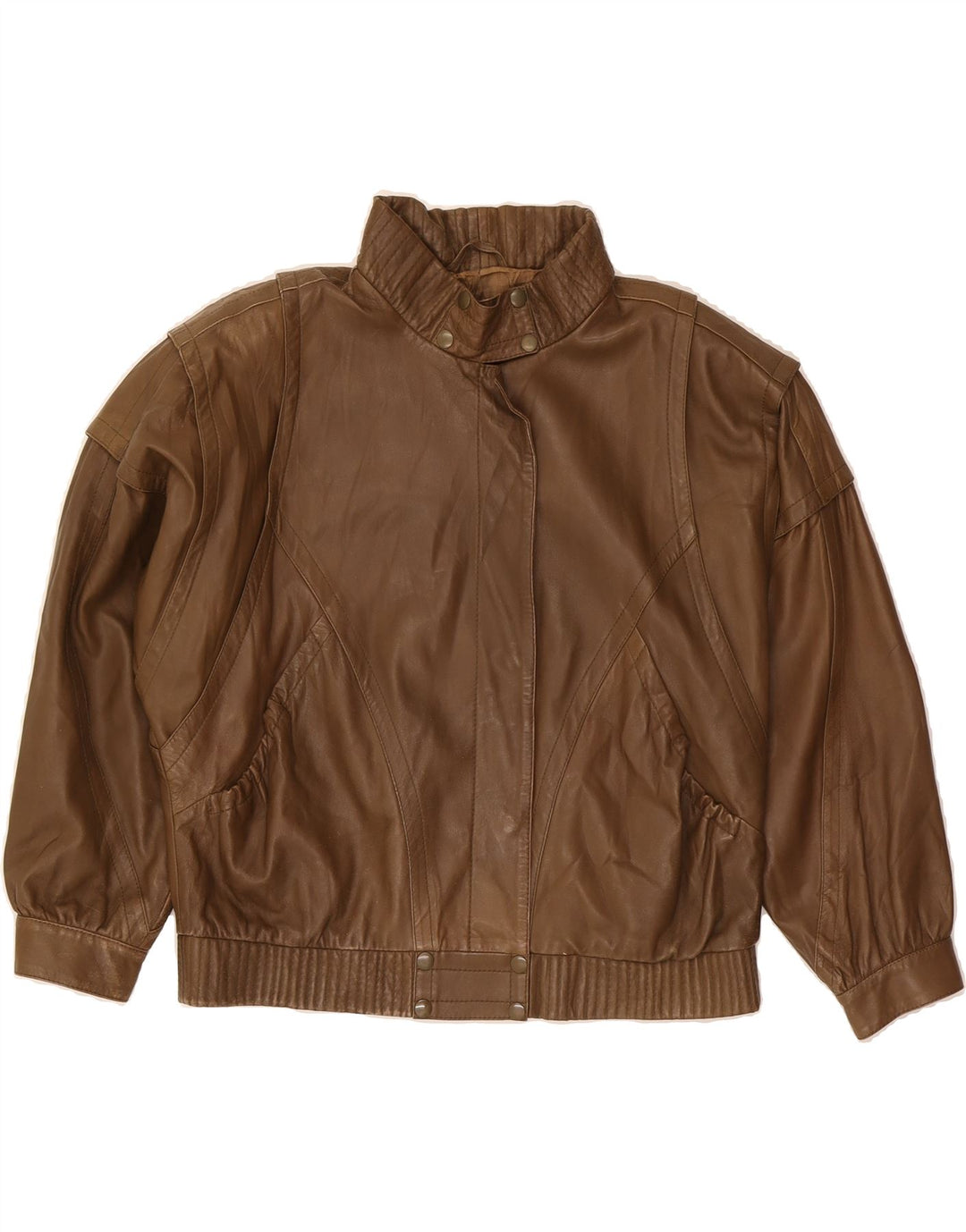 CHRIST Womens Leather Bomber Jacket EU 38 Medium Brown Vintage Christ and Second-Hand Christ from Messina Hembry 