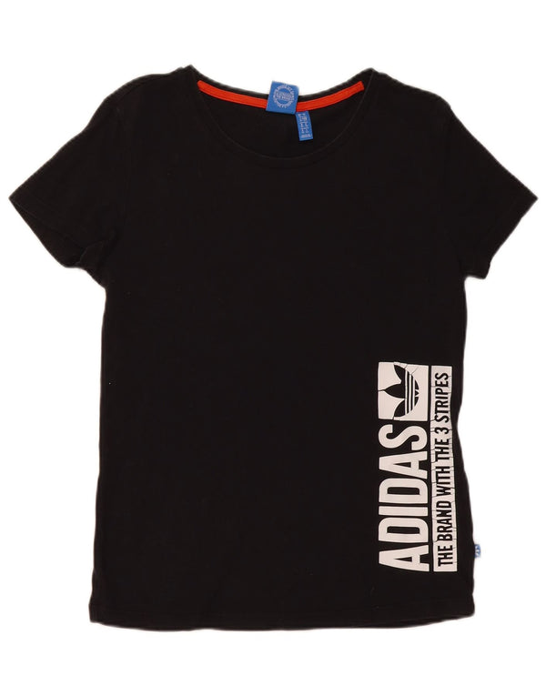 Adidas T-shirt graphique pour femme UK 10 Petit coton noir