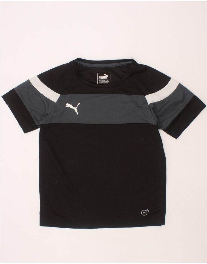 PUMA Boys T-Shirt Top 9-10 Years Medium Black Colourblock Vintage Puma and Second-Hand Puma from Messina Hembry 