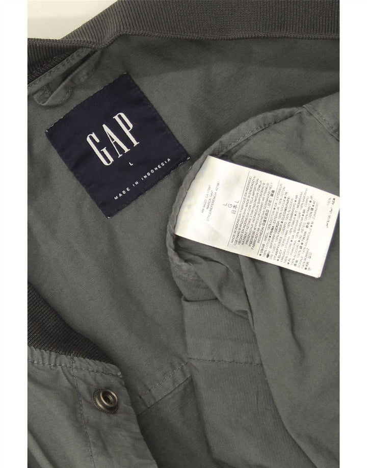 Gap Herre Bomber Jacket UK 40 Stor Grå Bomuld