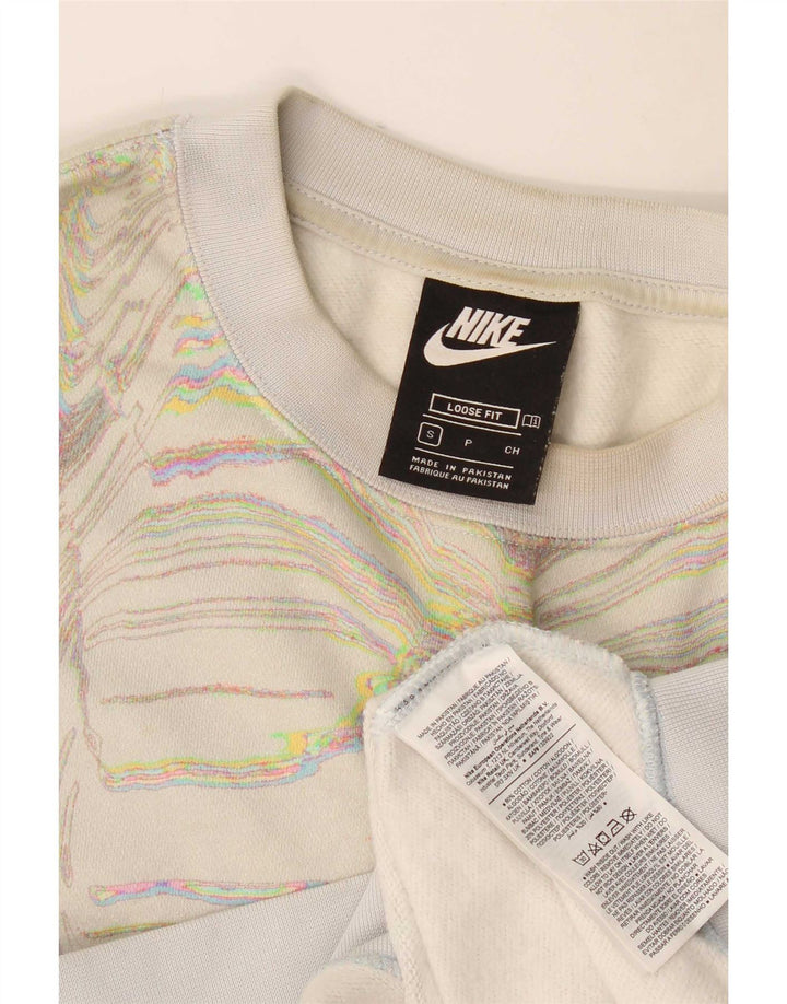 Nike Damen-Sweatshirt mit abstraktem Muster, Gr. 10, Größe S, gebrochenes Weiß