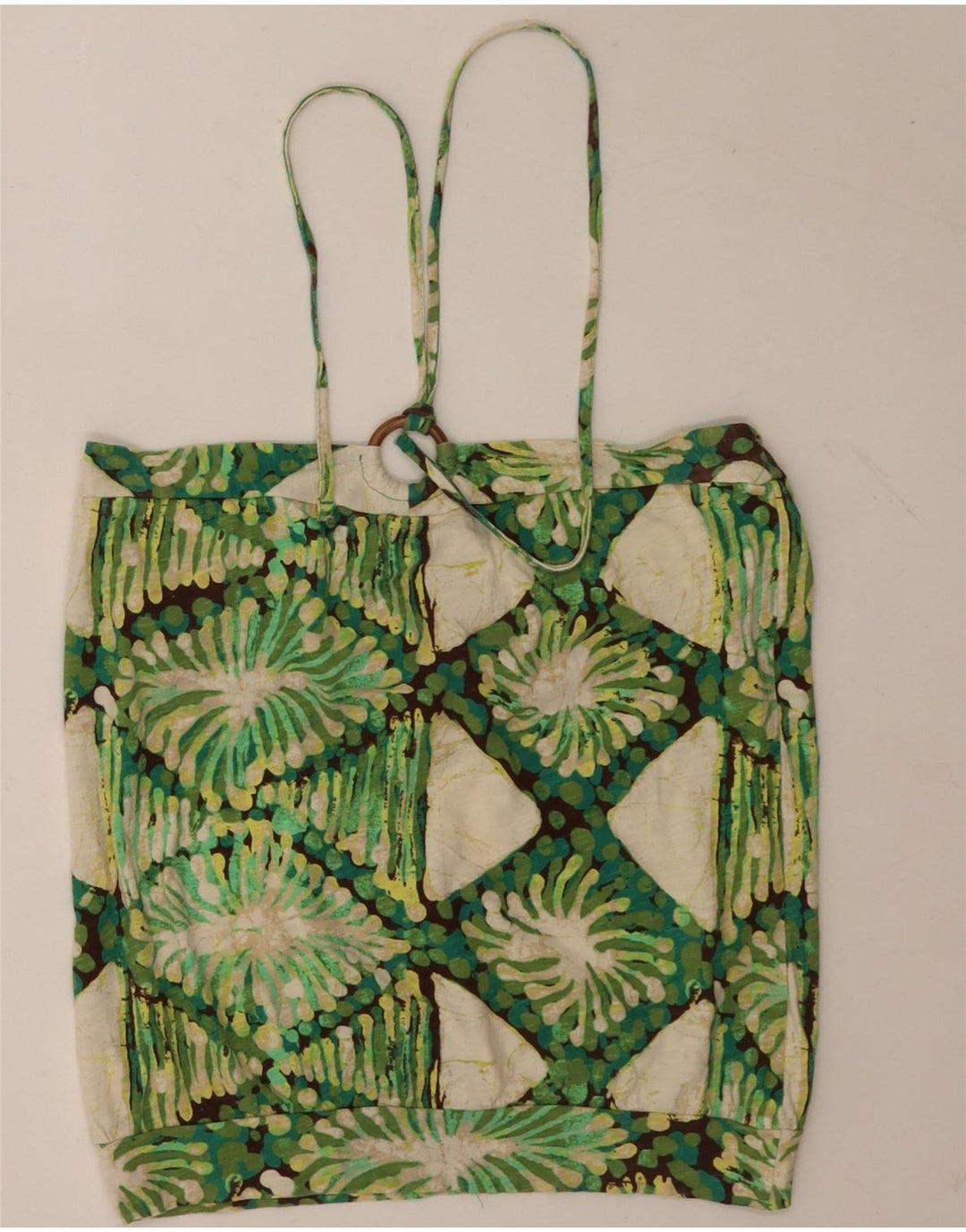 Gap Womens Crop Halter Top UK 12 Medium Green Argyle/Diamond Cotton