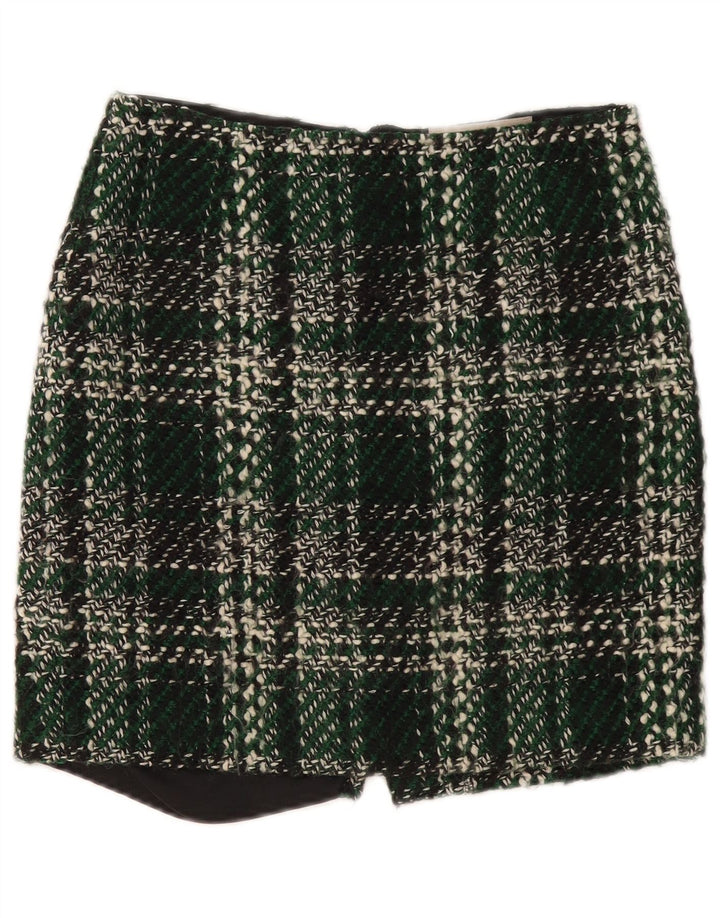 Damska spódnica mini Fenn Wright Manson UK 10 Small W30 Wełna w zieloną kratkę