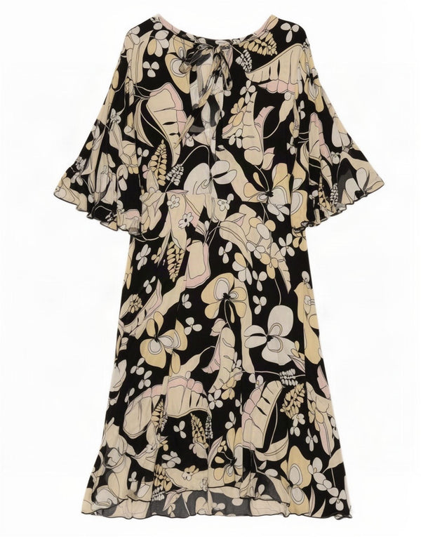 Max & Co. Robe trapèze pour femme UK 44 Grande viscose florale noire