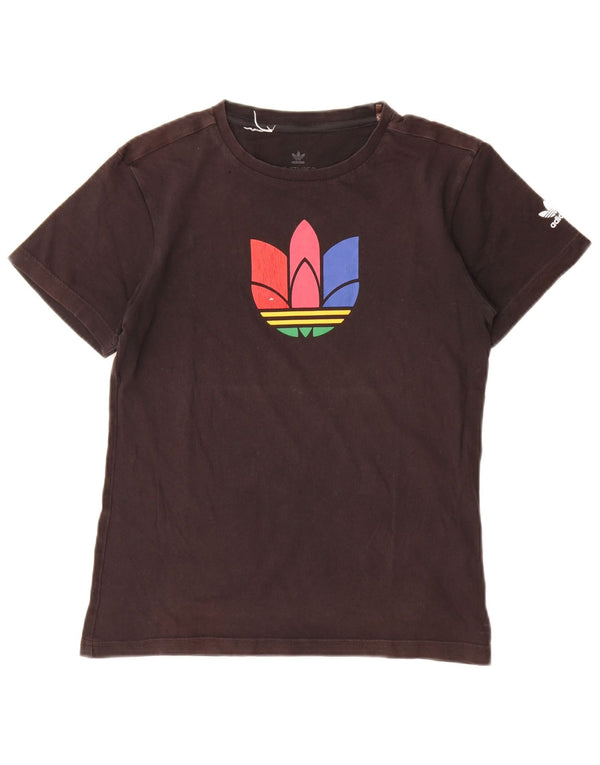 Adidas Boys Graphic T-Shirt Top 12-13 Years Black Cotton