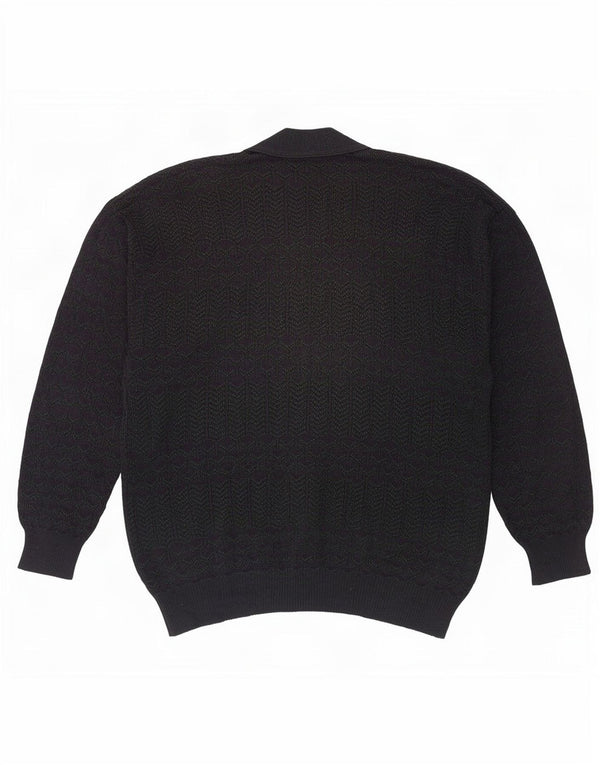 Paco Calvari Mens Cardigan Sweater IT 54/56 XL Navy Blue Geometric