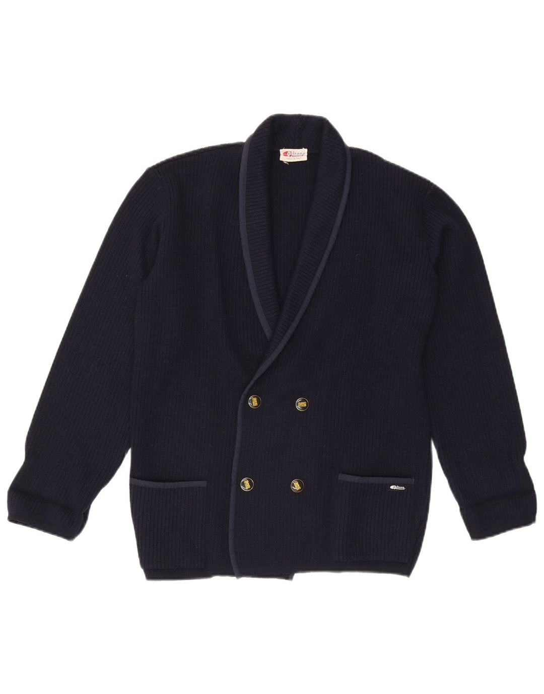 Giuliano Mens Cardigan Sweater Medium Navy Blue Wool