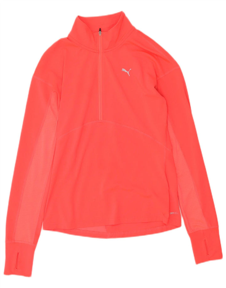 Puma Mens Running Zip Neck Pullover Tracksuit Top Small Pink Polyester
