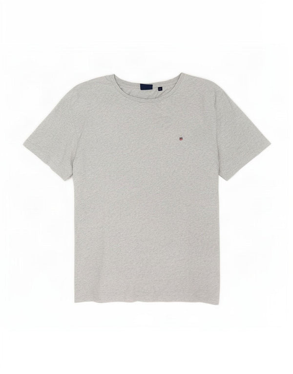 Gant T-Shirt Homme Top 3XL Gris Moucheté Coton
