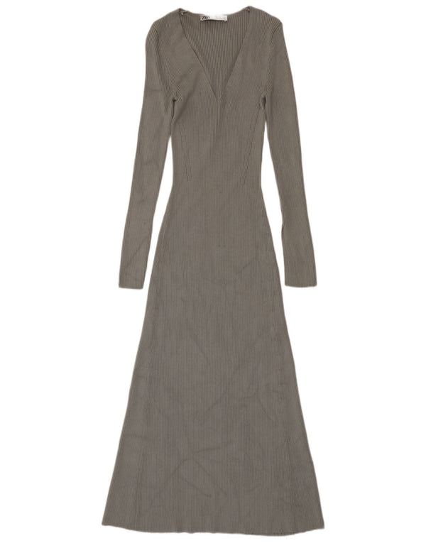Zara Womens Maxi Jumper Dress UK 8 Small Grey Viscose