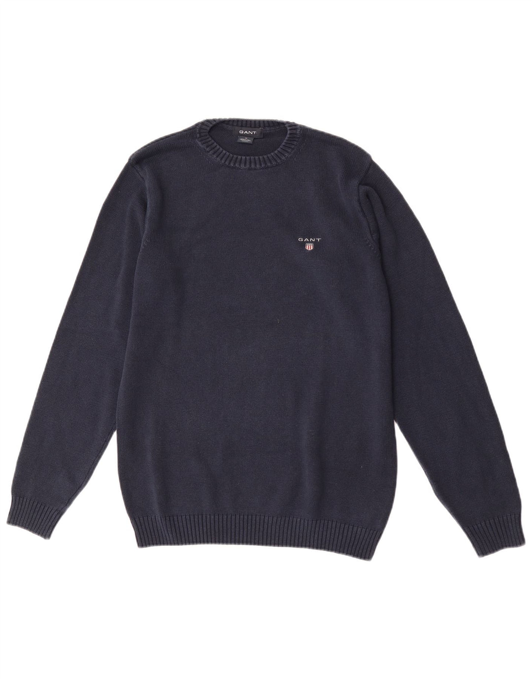 Gant Mens Crew Neck Jumper Sweater Medium Navy Blue Cotton