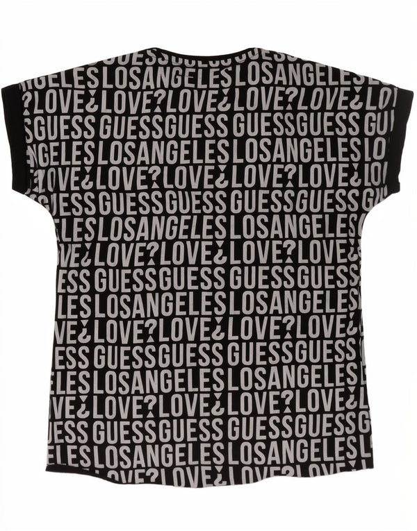 Guess Girls Graphic T-Shirt Top 11-12 Years Black Cotton