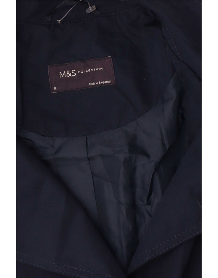 Marks & Spencer Womens Trench Coat UK 8 Small Navy Blue Polyester
