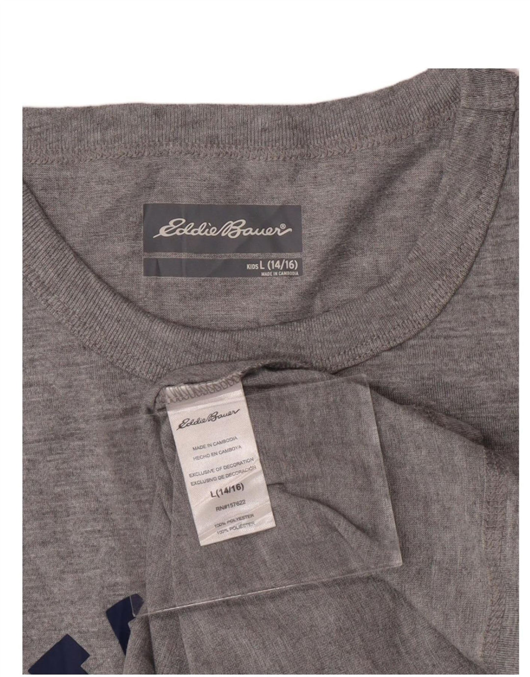 EDDIE BAUER Boys Graphic T-Shirt Top 14-15 Years Large  Grey Polyester