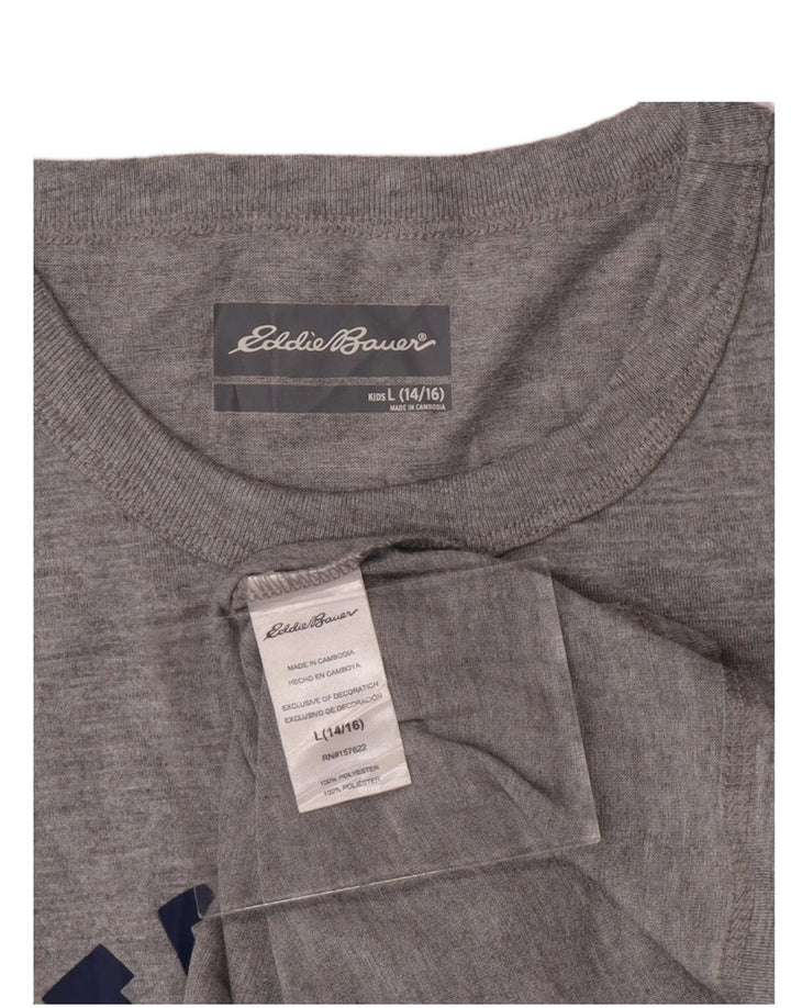 EDDIE BAUER Boys Graphic T-Shirt Top 14-15 Years Large  Grey Polyester
